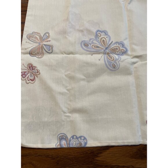 Burlington cream standard pillowcases with blue pink butterflies - Picture 2 of 4